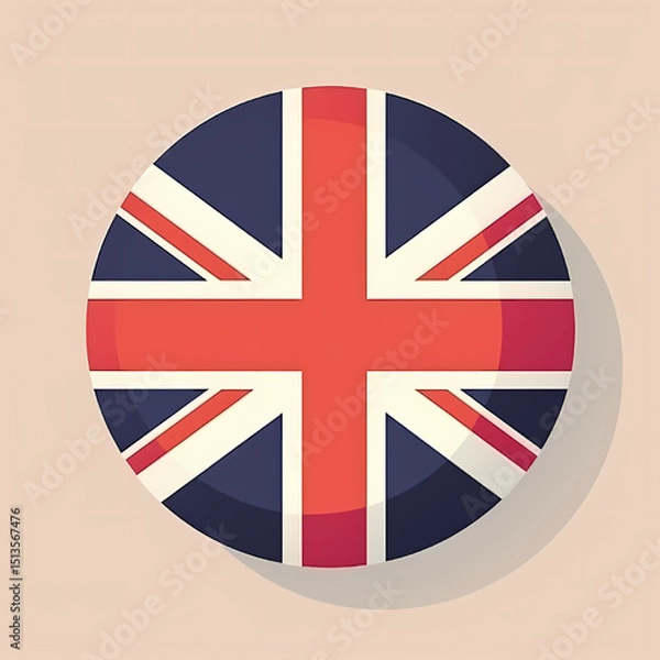 Fototapeta United Kingdom Flag Emblem: A simple, yet striking, representation of the Union Jack, the national flag of the United Kingdom, presented as a bold and clean emblem.