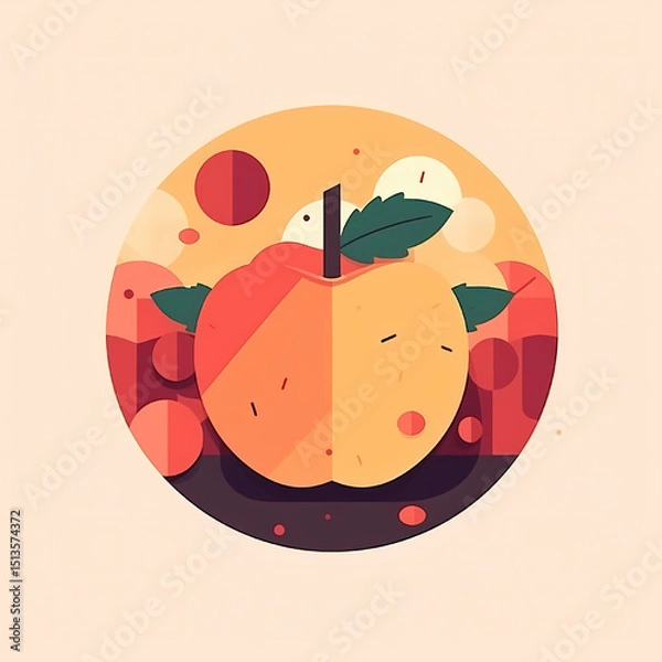 Fototapeta Vibrant Apple Illustration A Delightful Blend of Autumn Colors and Simple Shapes