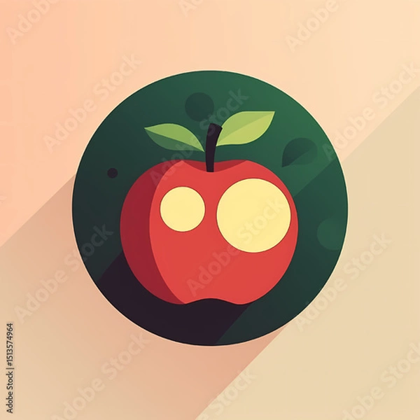 Fototapeta Vibrant Red Apple Illustration A Fresh and Juicy Design Element
