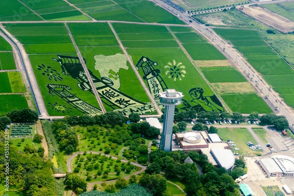 Obraz 埼玉県行田市の田んぼアートを空撮