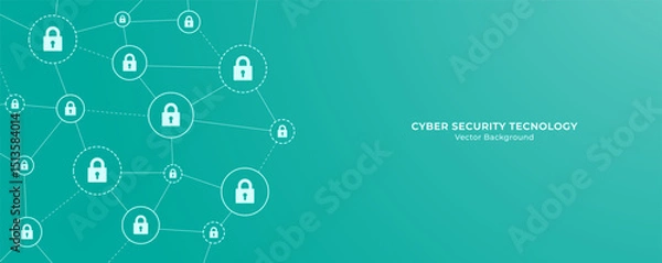 Fototapeta Concept of internet cybersecurity connection. Molecules and padlock abstract background for secure technology. Protection system. Vector illustration.