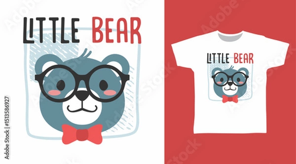 Obraz Cute little bear hand drawn illustration vector, ready for print on t-shirt and other uses.