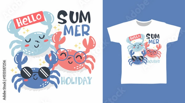 Obraz Cute crabs hand drawn illustration vector, ready for print on t-shirt and other uses.