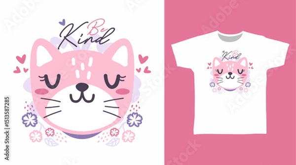 Obraz Pretty cat hand drawn illustration vector, ready for print on t-shirt and other uses.