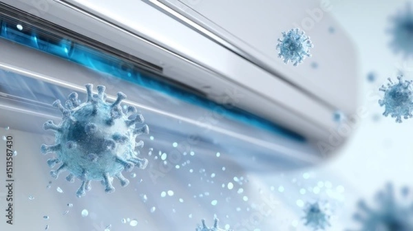 Fototapeta High-Quality Air Conditioning System with Virus Particles Concept for Health and Safety Awareness