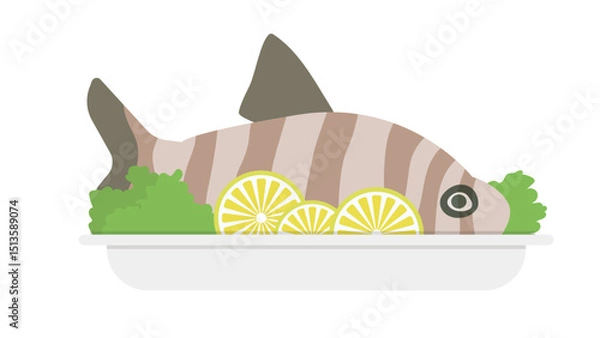 Obraz Whole Baked Fish Icon