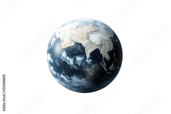 Obraz Highly detailed and realistic image of planet Earth showing continents, oceans, clouds, and atmospheric weather patterns from space with vibrant colors and clarity