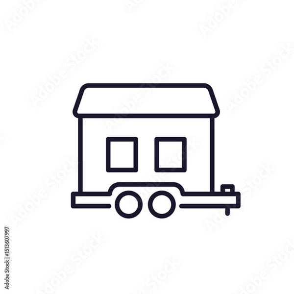 Obraz mobile home line icon, house on wheels