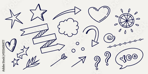 Obraz Creative doodles featuring various shapes and symbols with a playful design style for journaling and artistic inspiration