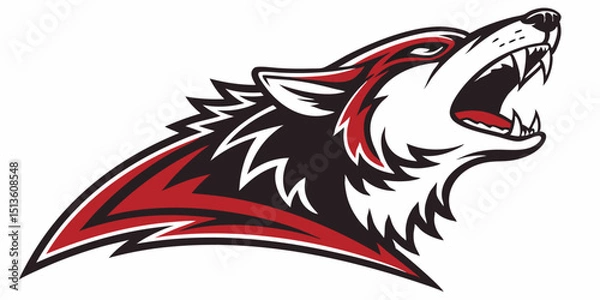 Obraz Powerful wolf logo illustration showcasing fierce expression and dynamic design elements