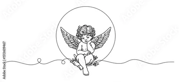 Obraz angel with wings, Angel of love, Cherub with wings isolated on white, ready for card or invitation, save the date party. valentine's day