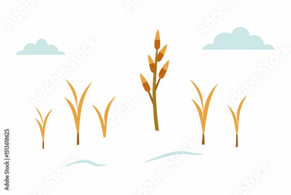 Obraz wintry field with dried corn stalks poking through