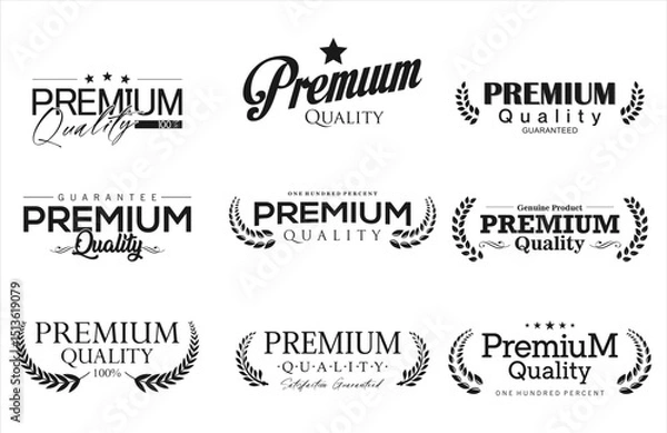 Fototapeta Satisfaction Guarantee Label and Vintage Premium Quality collection with laurel wreath 