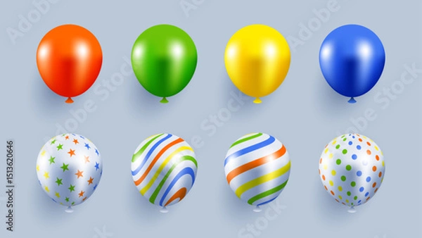 Obraz 3d colorful balloons vector collection. great for birthday card and event celebration banner or poster