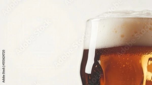Obraz A beer mug filled with golden wheat beer, its thick foam head almost reaching the rim.