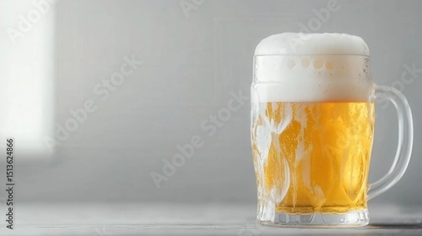 Obraz A beer mug filled with hazy golden beer, its foam head frothy and inviting.