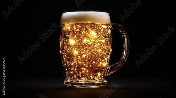 Obraz A beer mug with a sturdy handle, filled with golden ale.