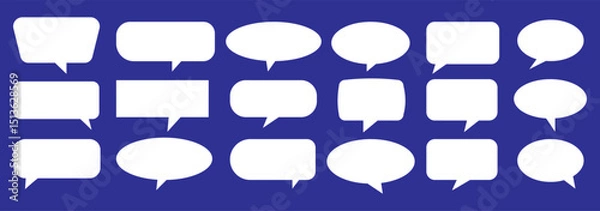 Fototapeta Silhouette speech bubble vector set. black on a white background. simple flat design. text box and message icon collection on a white background. vector illustration.