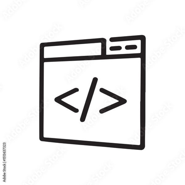 Obraz Code Window Icon – Programming Symbol in Web Browser Outline