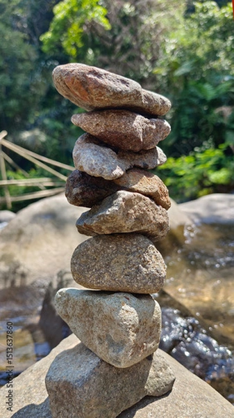 Obraz A balanced stack of rocks in nature