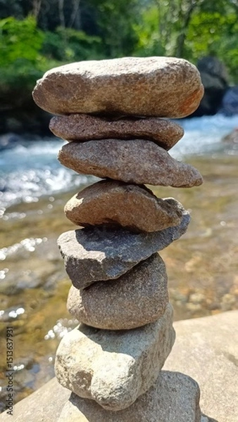 Obraz A balanced stack of rocks in nature