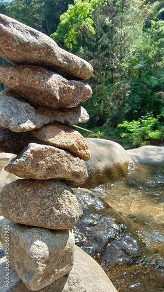 Obraz A balanced stack of rocks in nature