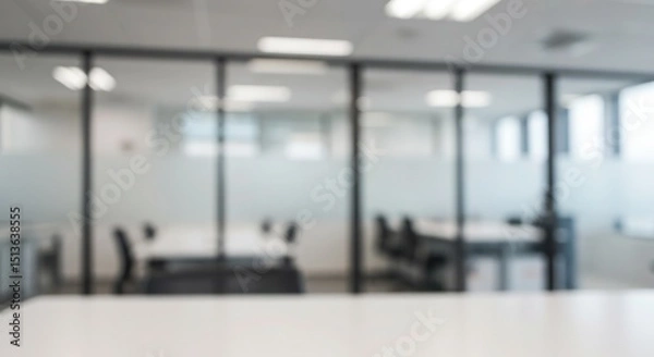 Fototapeta Bright, minimalist office blur with soft natural light. Clean backdrop for product mockups & digital overlays.