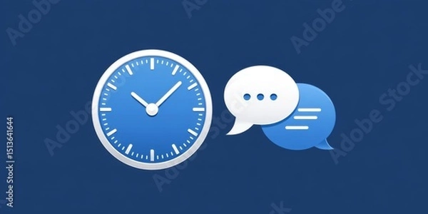 Obraz a minimalist concept of response speed represented by a clock and message bubble icon