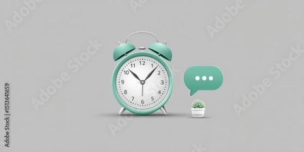 Fototapeta a minimalist concept of response speed represented by a clock and message bubble icon