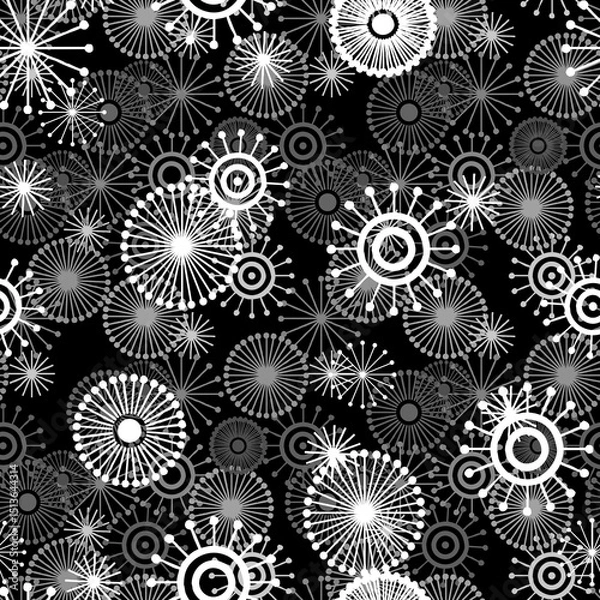 Obraz Greys Black and White Star Burst Seamless Repeat