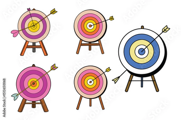 Obraz Set of archery target sketch drawing vector illustration on white background.