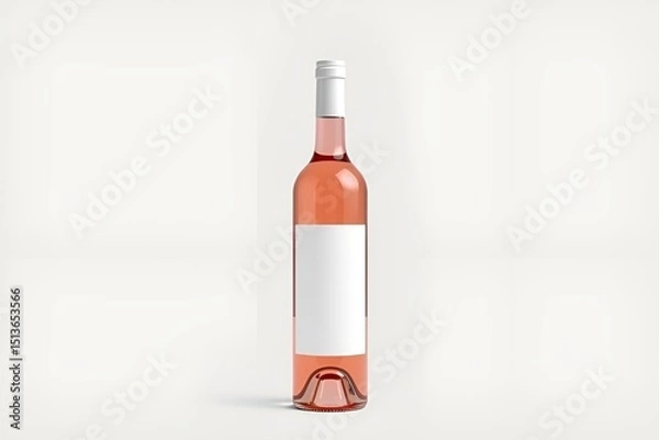 Fototapeta Photorealistic Rose Wine Bottle with Blank Label on Light Grey Background