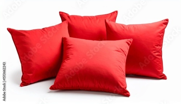 Fototapeta Red decorative pillows isolated on white background