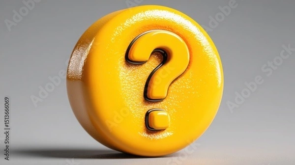 Obraz Bright yellow object featuring a bold question mark representing open questions and unresolved concepts creatively