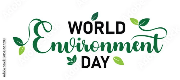 Fototapeta World Environment Day vector image, World Environment Day typography. Vector Illustration of World Environment Day card with creative multicolored transparent text