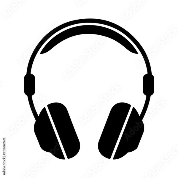 Fototapeta Headphone icon Silhouette vector style front view with white background