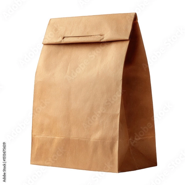 Fototapeta Brown paper bag mockup isolated on perfect for branding and packaging design projects ideal for grocery store restaurant takeout food delivery service applications eco fold on transparent background