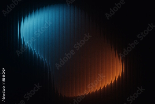 Fototapeta Red Slatted Glass Background. Ribbed gradient in black background.