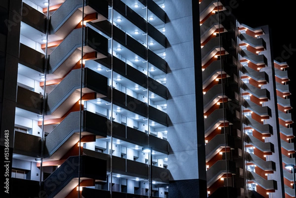 Fototapeta 夜の集合住宅の外観