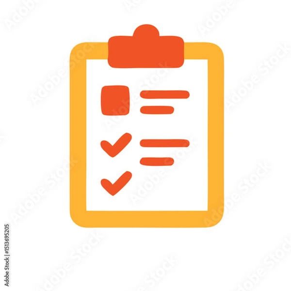 Obraz Checklist Icon Simple Orange and Yellow Design for To-Do Lists and Project Management