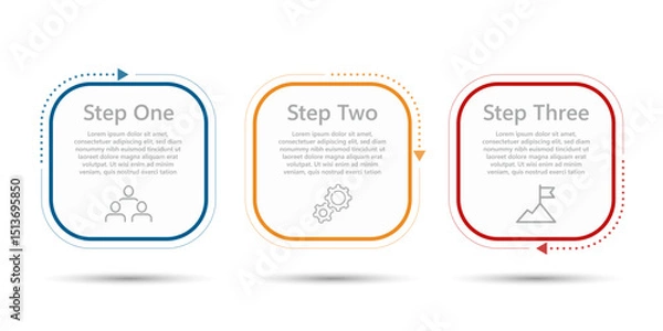 Fototapeta Three Step Infographic Template with Arrows