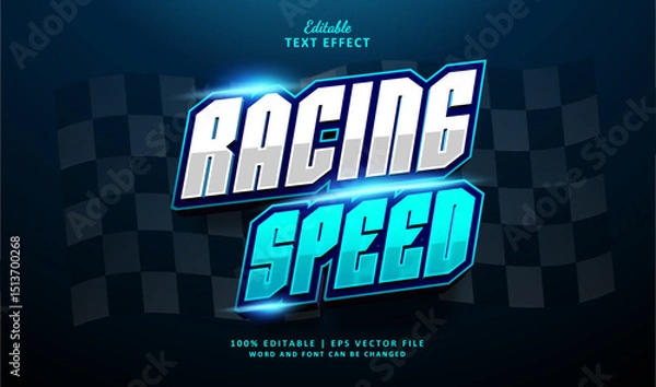 Fototapeta Racing Speed Editable Text Effect Style 3d Futuristic Glow Light