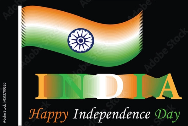 Obraz Styled with gradient tricolor effects (saffron, white, green). India will be celebrating 78th Independence Day on 15th.