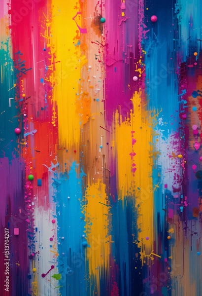 Fototapeta Vibrant Abstract Colorful Paint Strokes Background in Rainbow Hues