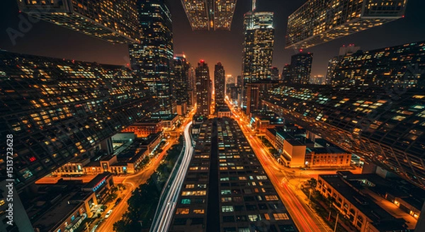 Obraz Chicago at night with light trails