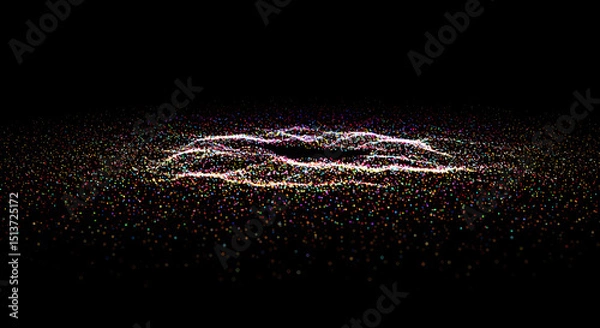 Obraz Abstract particle field with central depression