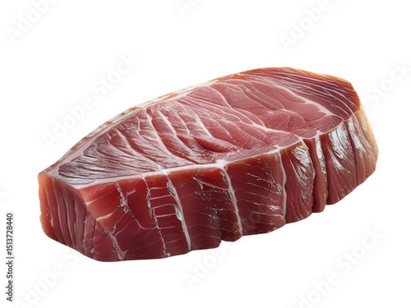Fototapeta A vibrant, succulent, and meticulously presented cut of tuna steak isolated on transparent background, cut out, png, offering a glimpse into culinary excellence