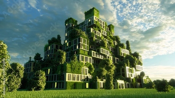 Obraz Sustainable Urban Oasis: A harmonious blend of architecture and nature's embrace