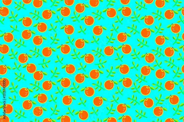Obraz Seamless pattern of cute orange  featuring green leaves. Perfect for background, fabric, textile, packaging and other commercial needs.