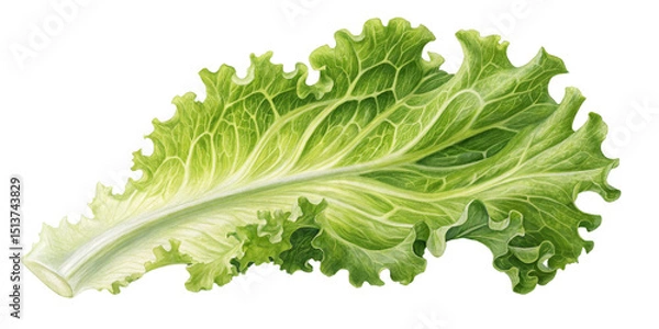 Fototapeta Watercolor Lettuce Leaf, Isolated on Transparent Background, Botanical Illustration, Green Vegetable, Lettuce, Greens, Food